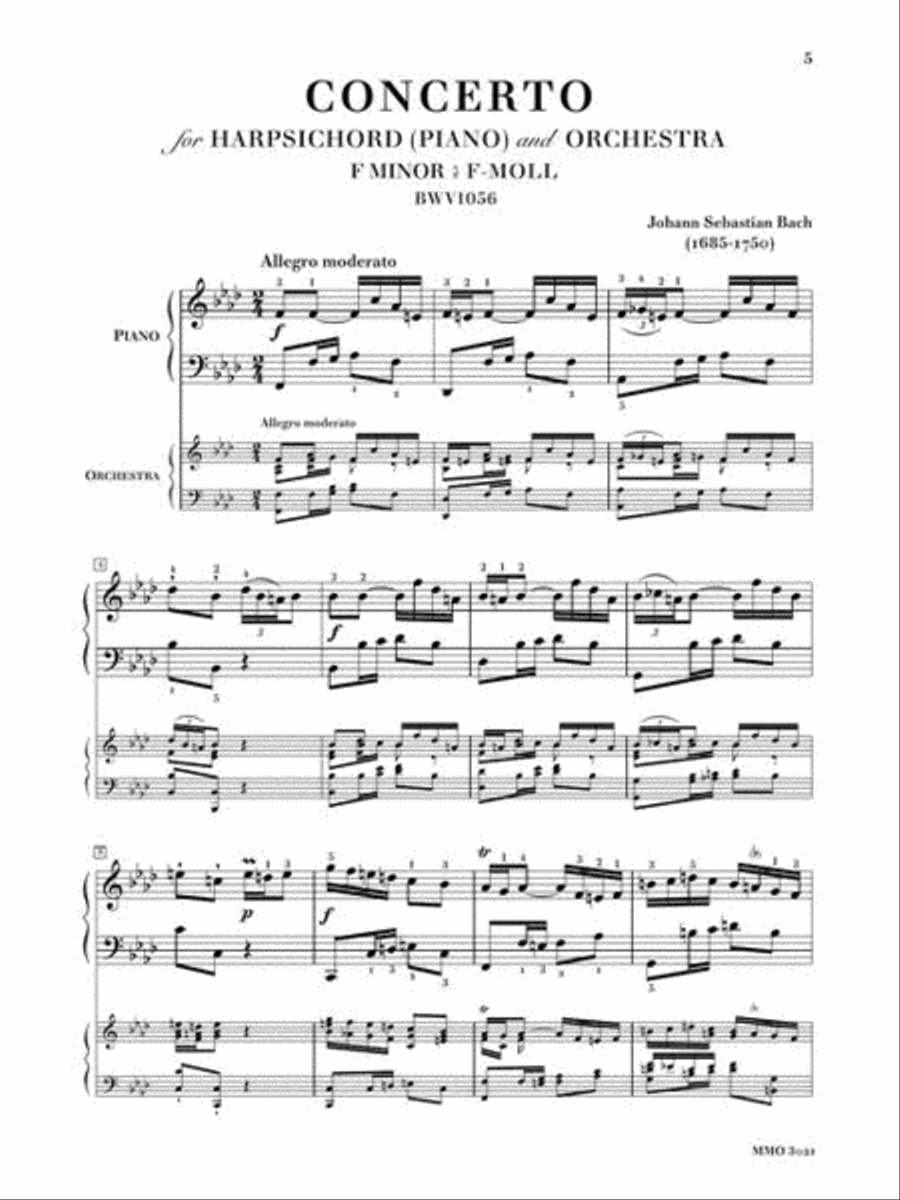 J.S. Bach – Concerto in F Minor, BMV1056 & J.C.F. Bach – Concerto in E-flat Major Piano Solo scores gallery preview page 4