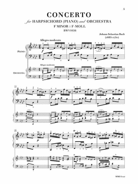 J.S. Bach - Concerto in F Minor, BMV1056 & J.C.F. Bach - Concerto in E-flat Major image number null