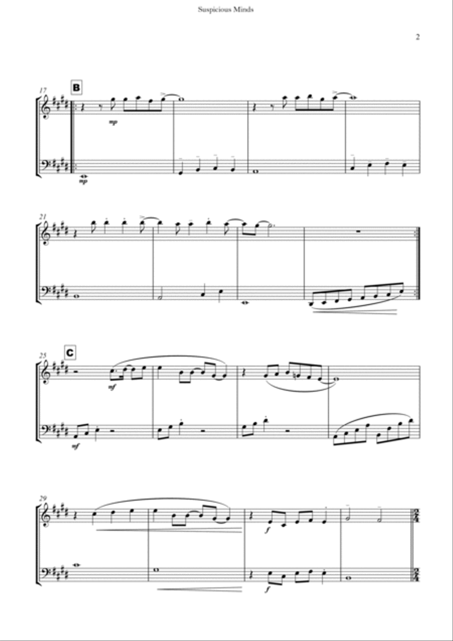 Suspicious Minds String Duet scores gallery preview page 2