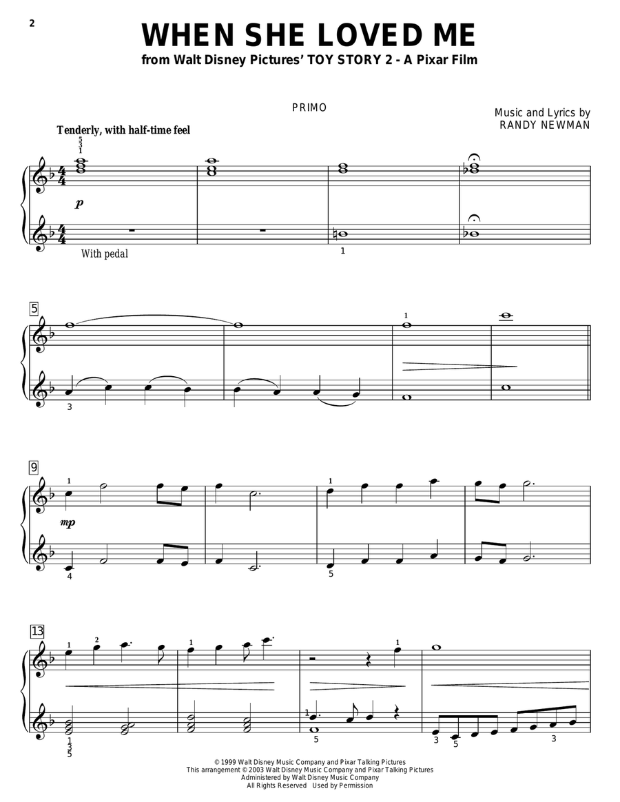 When She Loved Me (from Toy Story 2) Piano Duet scores gallery preview page 2