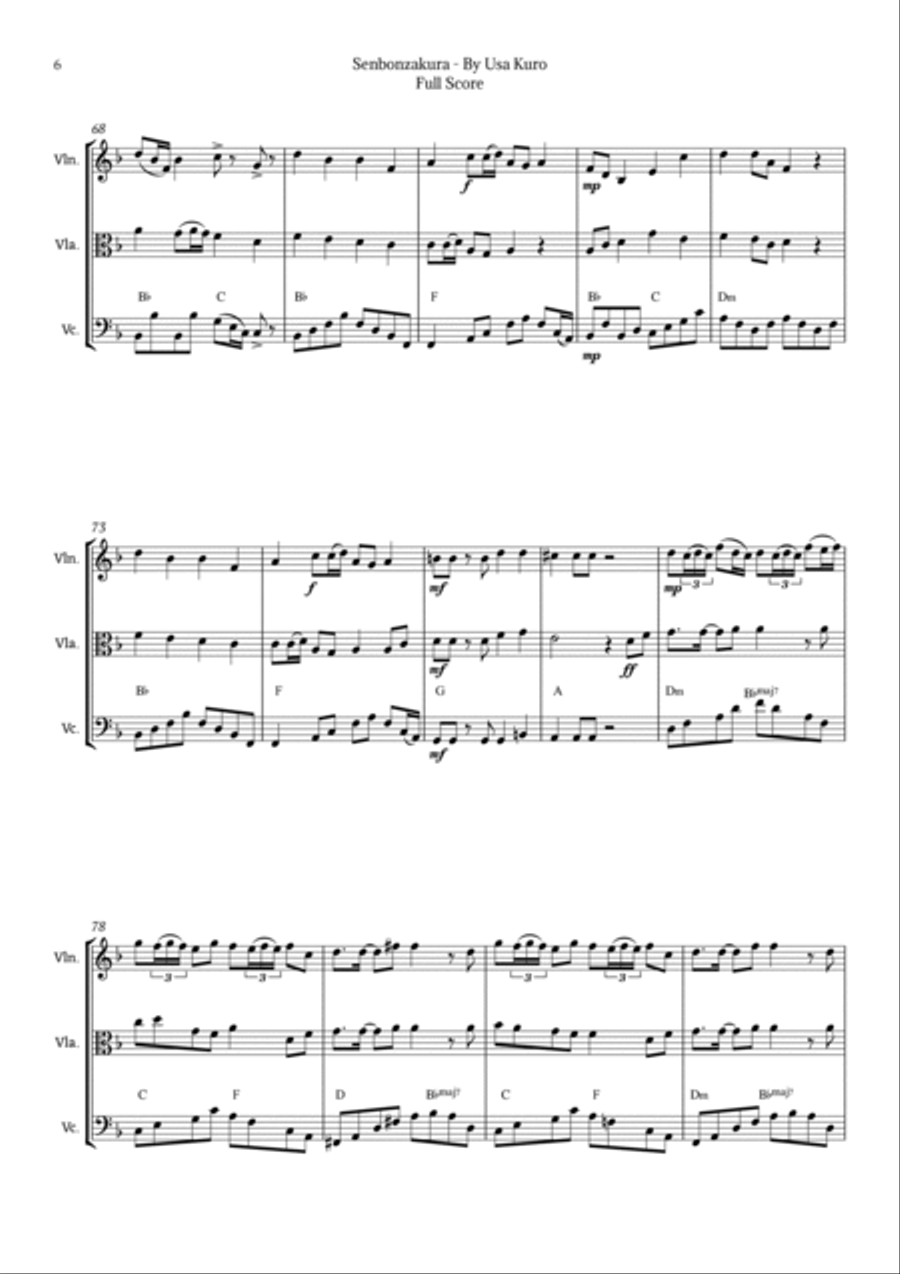 Senbonzakura String Trio scores gallery preview page 6