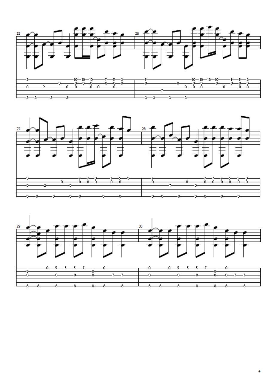 Solsbury Hill Guitar Tablature scores gallery preview page 4