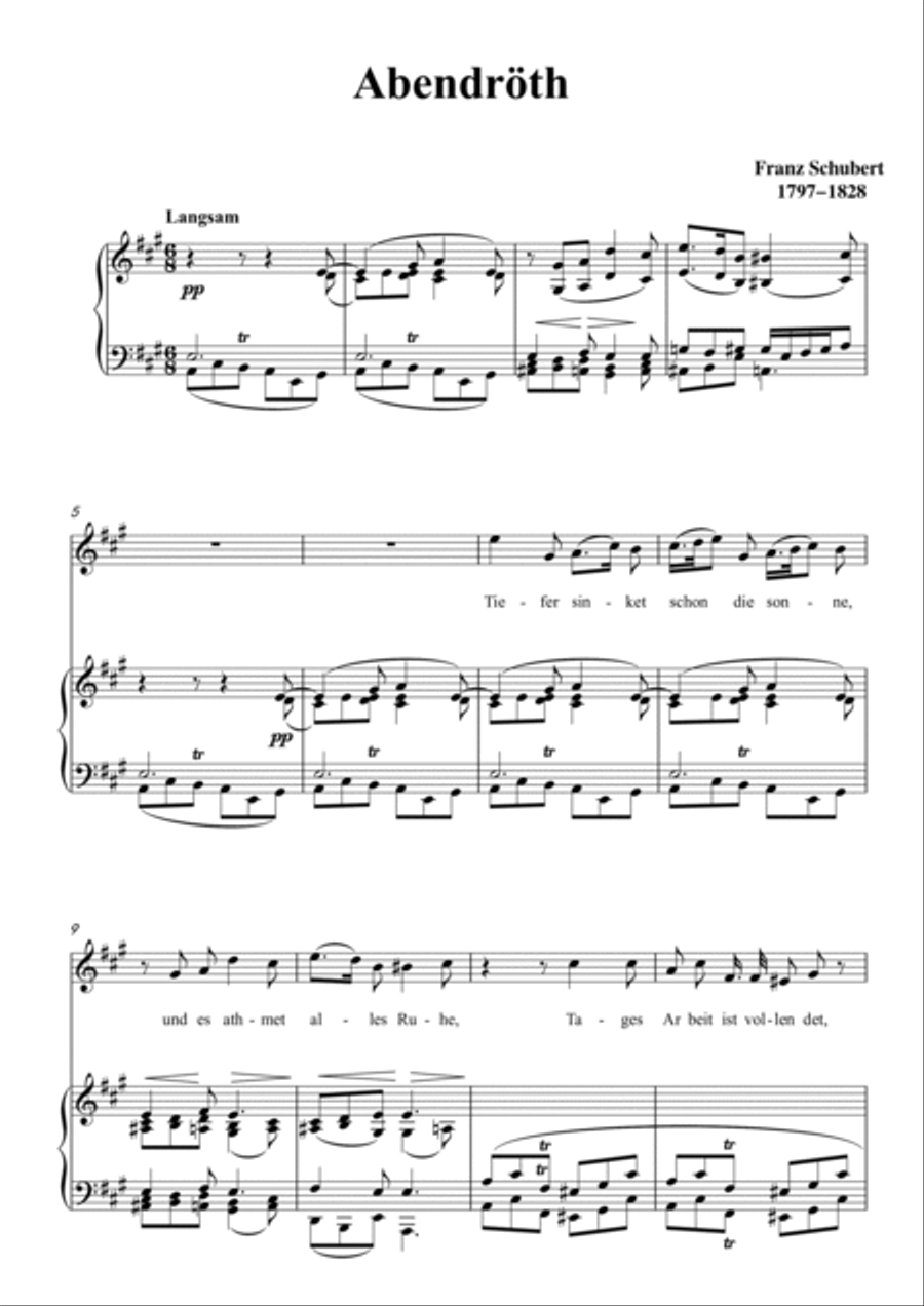 Schubert-Abendröth in A for Vocal and Piano Voice scores gallery preview page 2