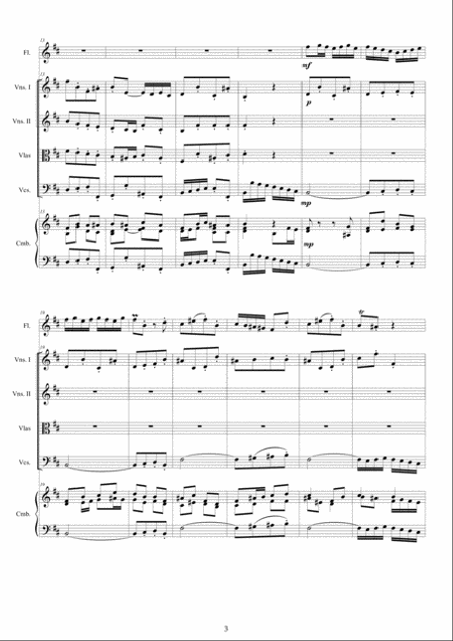 Bach - Non sa che sia dolore - Cantata BWV 209 for Flute, Soprano, Strings and Cembalo SA scores gallery preview page 3