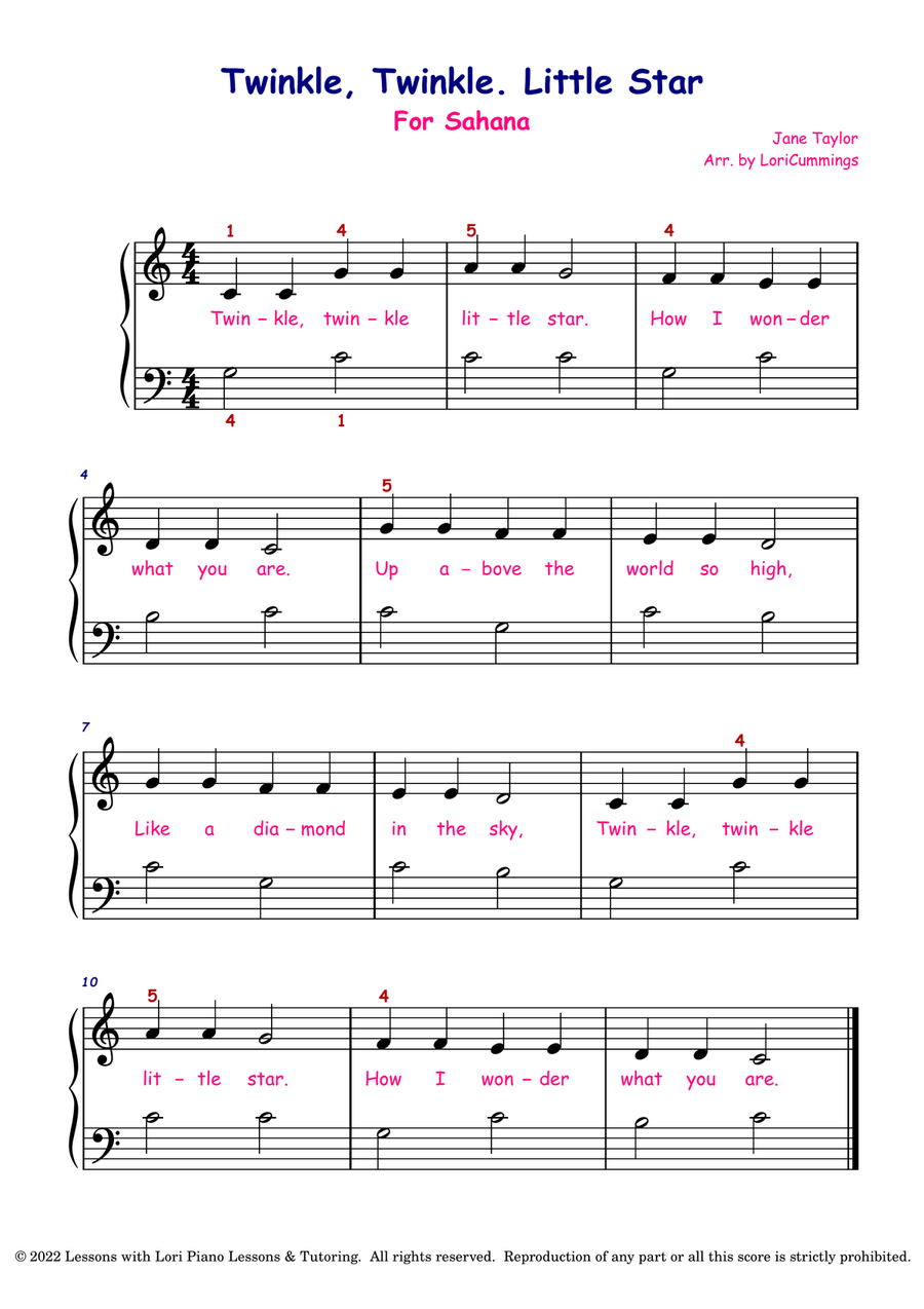 Twinkle twinkle little star deals beginner piano sheet music
