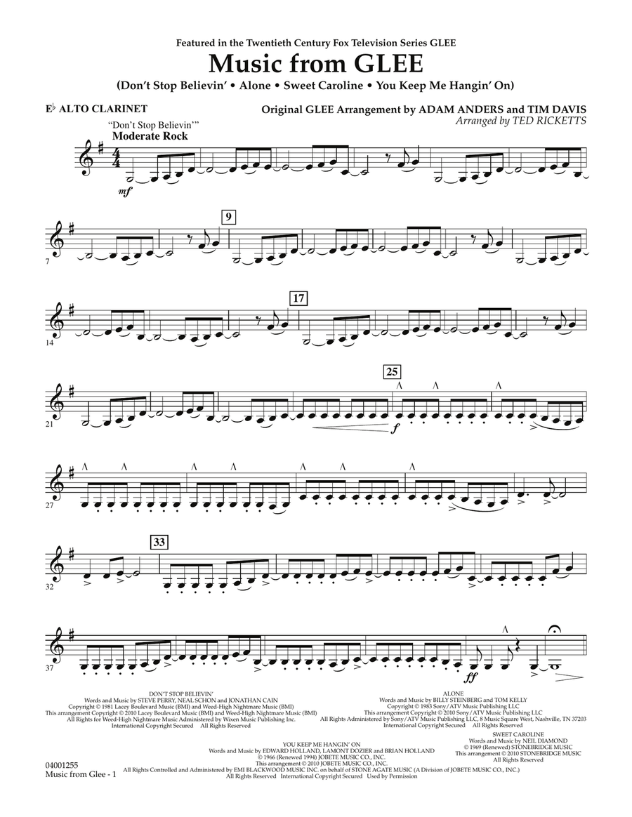 Music from Glee - Eb Alto Clarinet