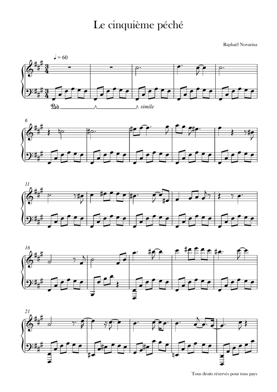 Le cinquième péché Piano Solo scores gallery preview page 1