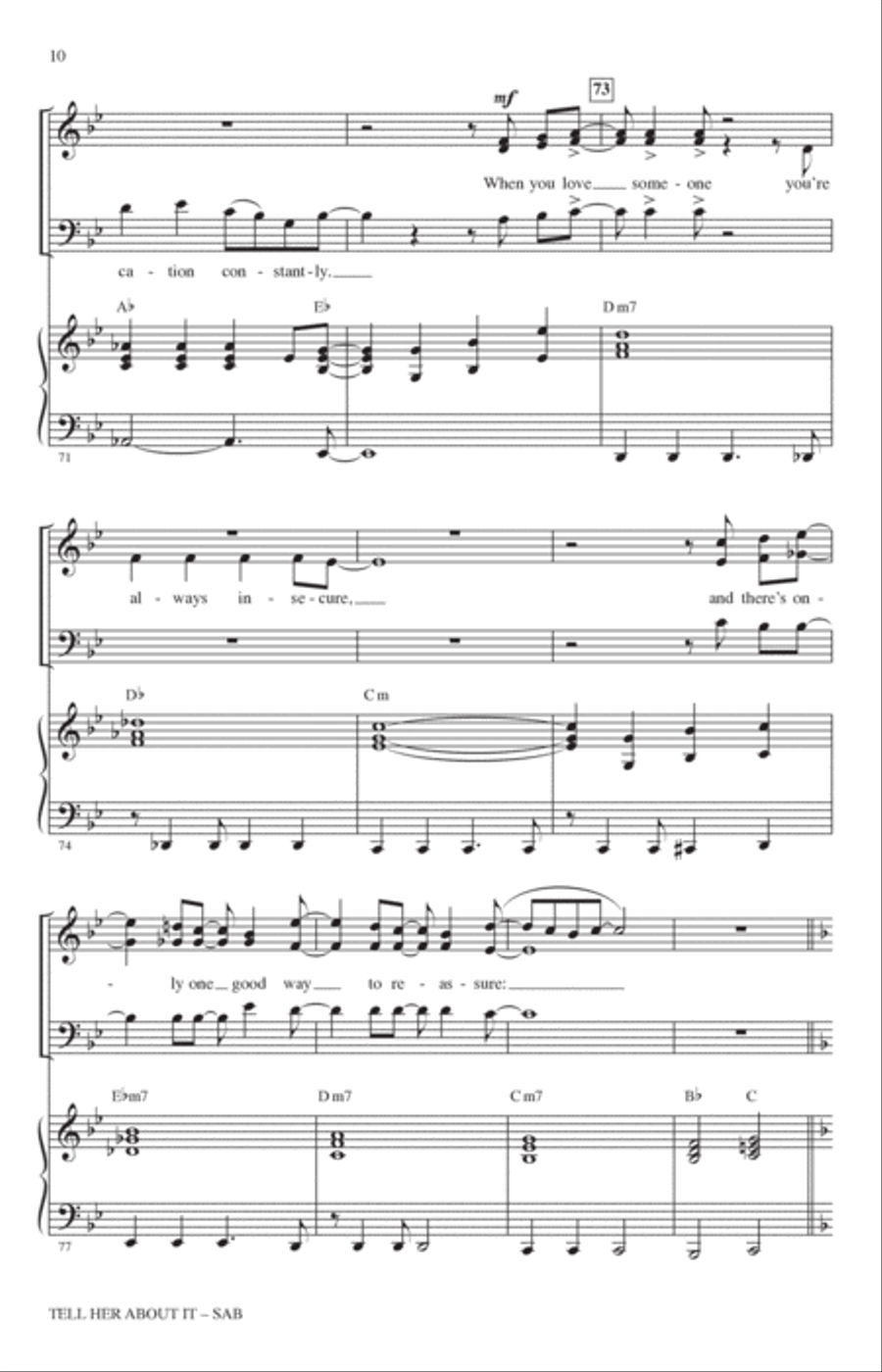Tell Her About It (arr. Jack Zaino) 3-Part scores gallery preview page 8