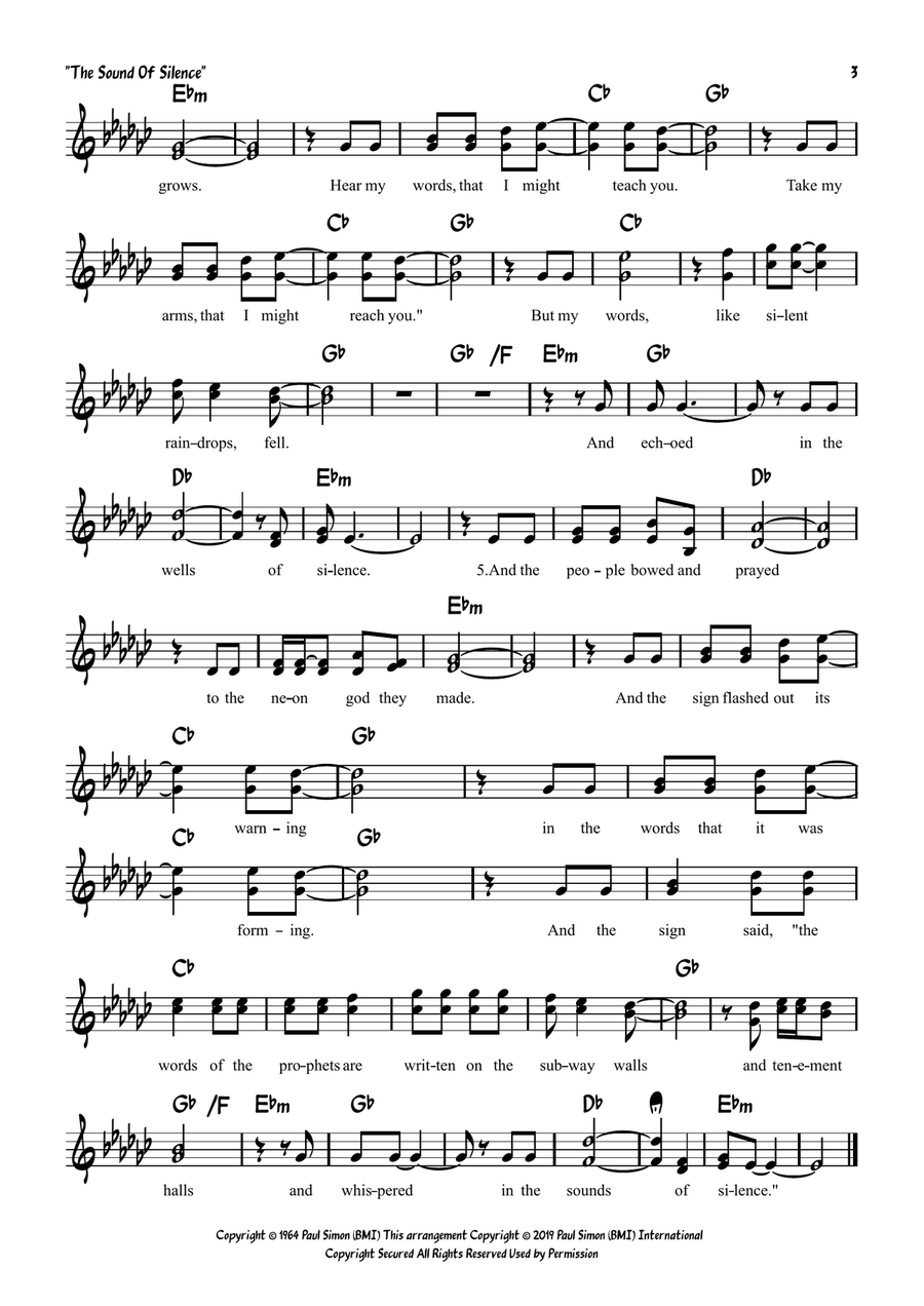 The Sound Of Silence Piano scores gallery preview page 3