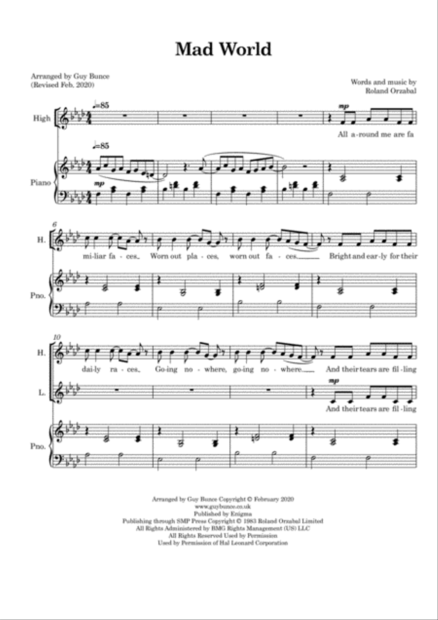 Mad World Choir scores gallery preview page 3