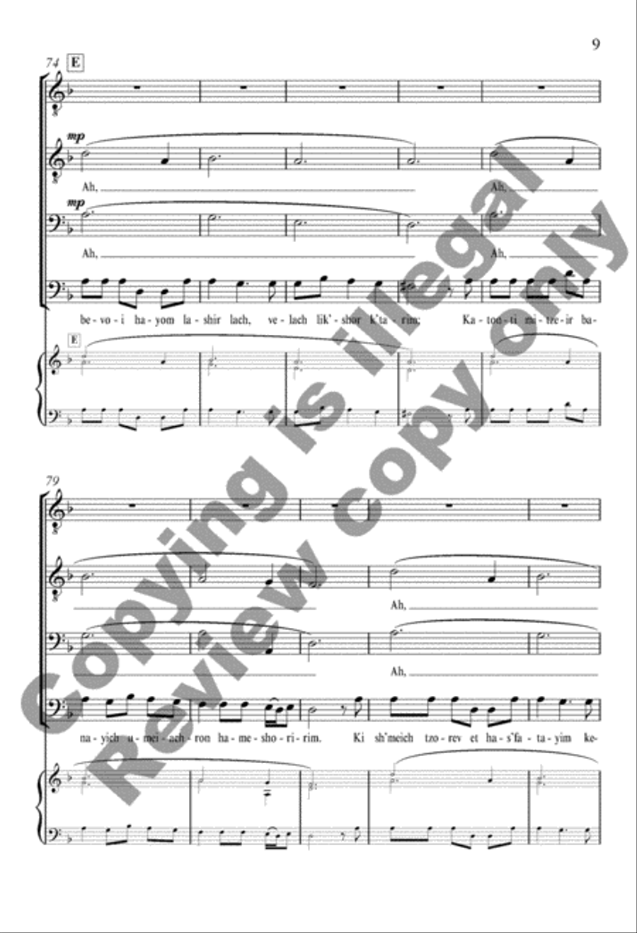 Yerushalayim Shel Zahav: (Jerusalem of Gold) TTBB scores gallery preview page 24