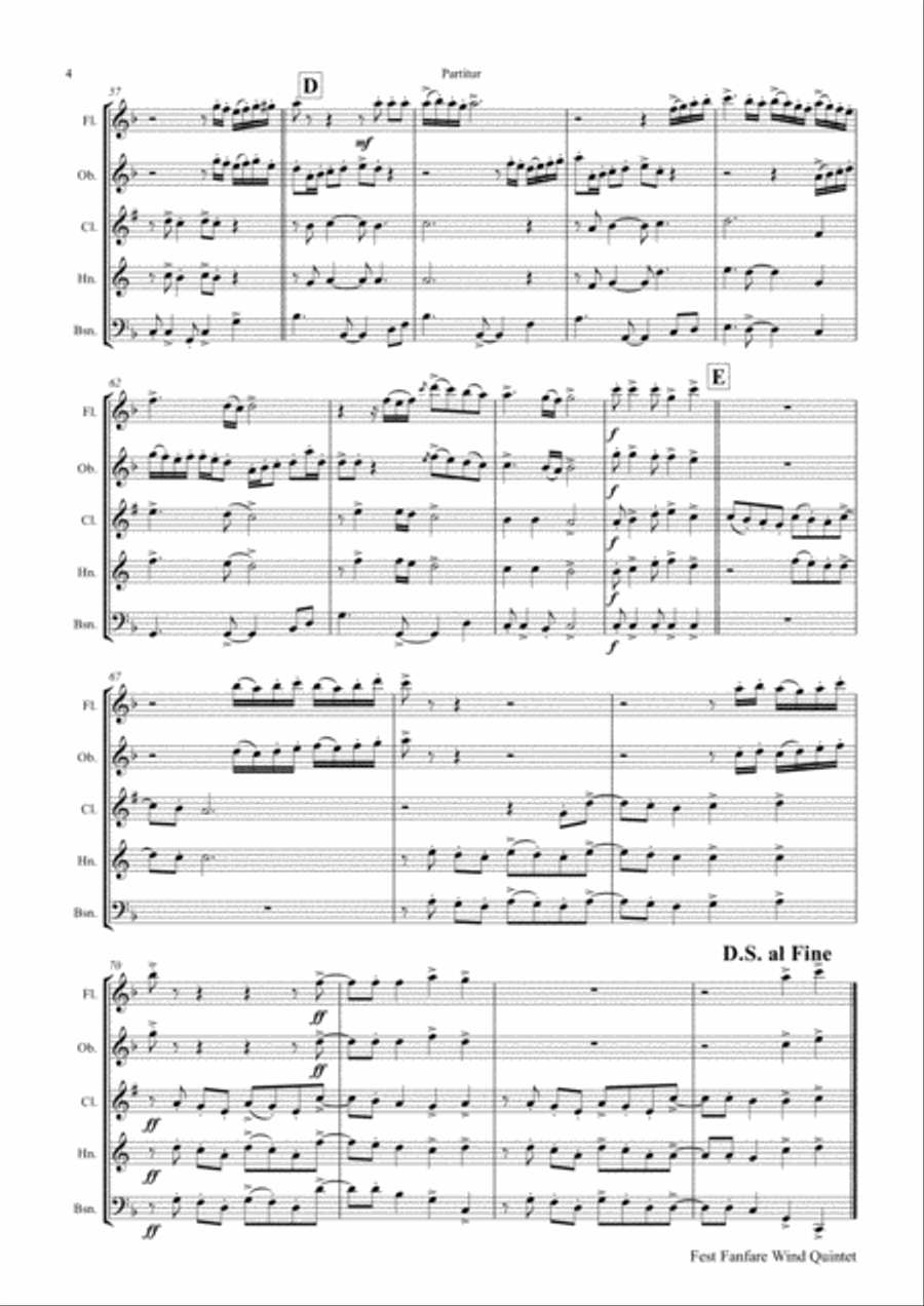 Fest Fanfare - Classical Festive Fanfare - Opener - Wind Quintet Woodwind Quintet scores gallery preview page 5