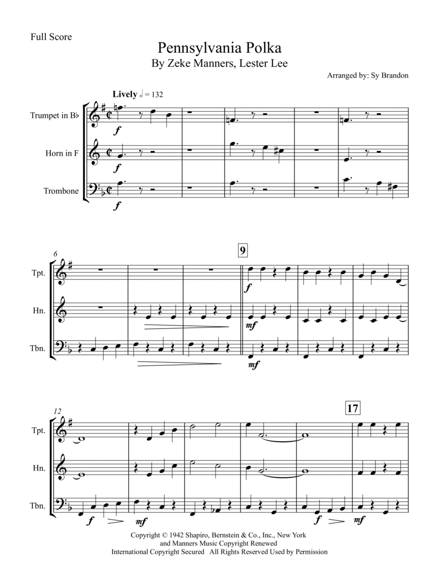 Pennsylvania Polka Horn scores gallery preview page 1