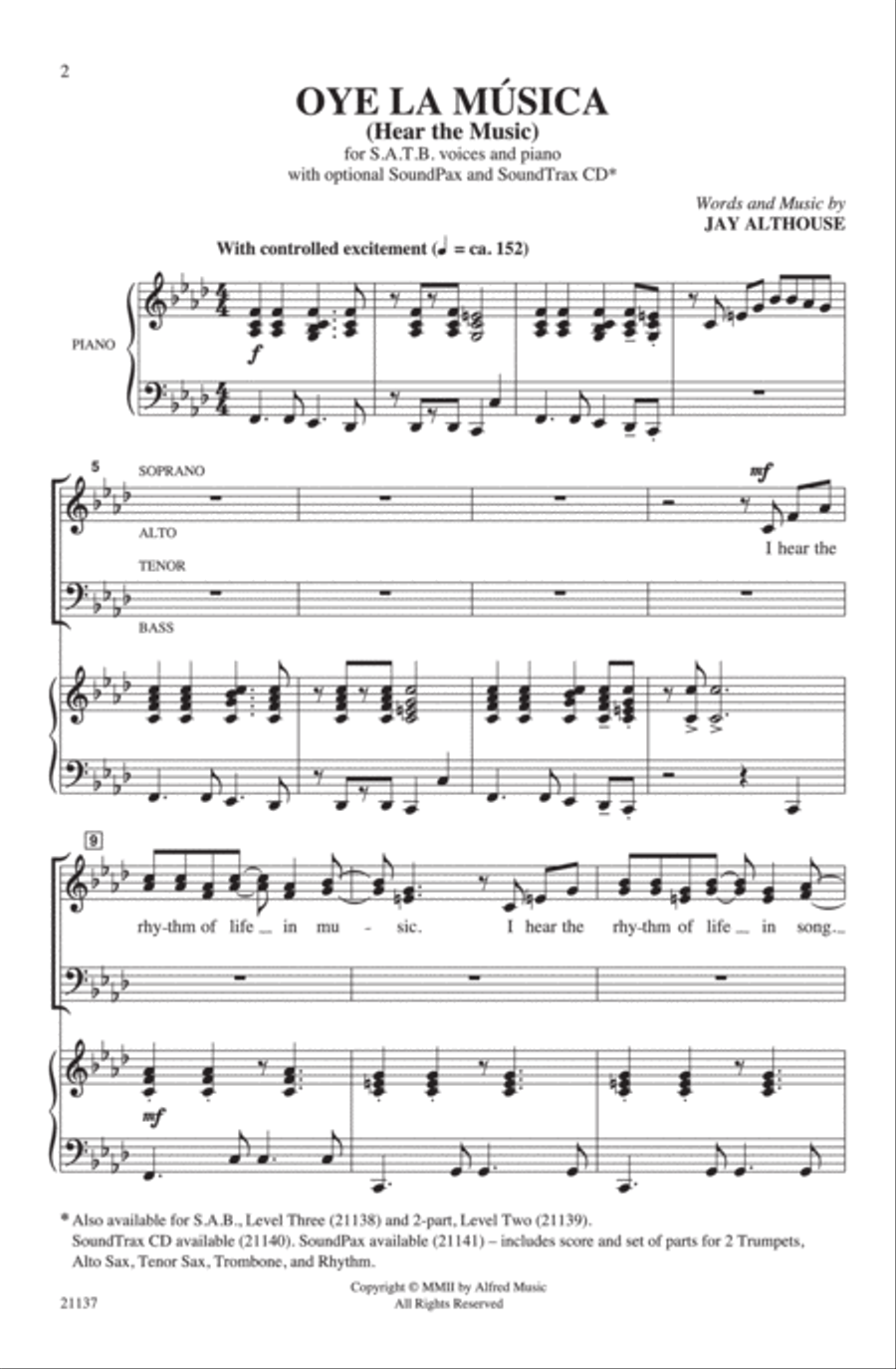 Oye la Música (Hear the Music) 4-Part scores gallery preview page 2