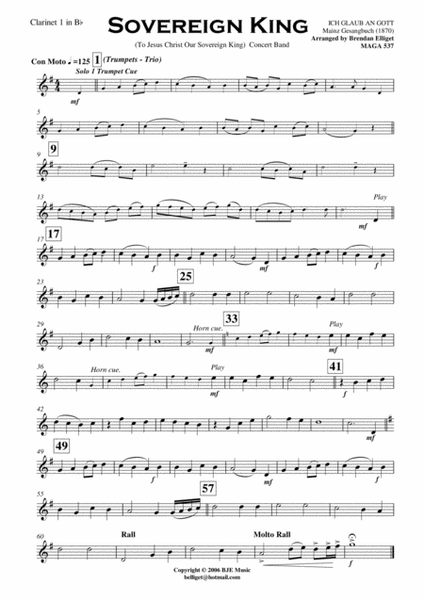Sovereign King - Trumpet Trio and Concert Band Score and Parts PDF image number null