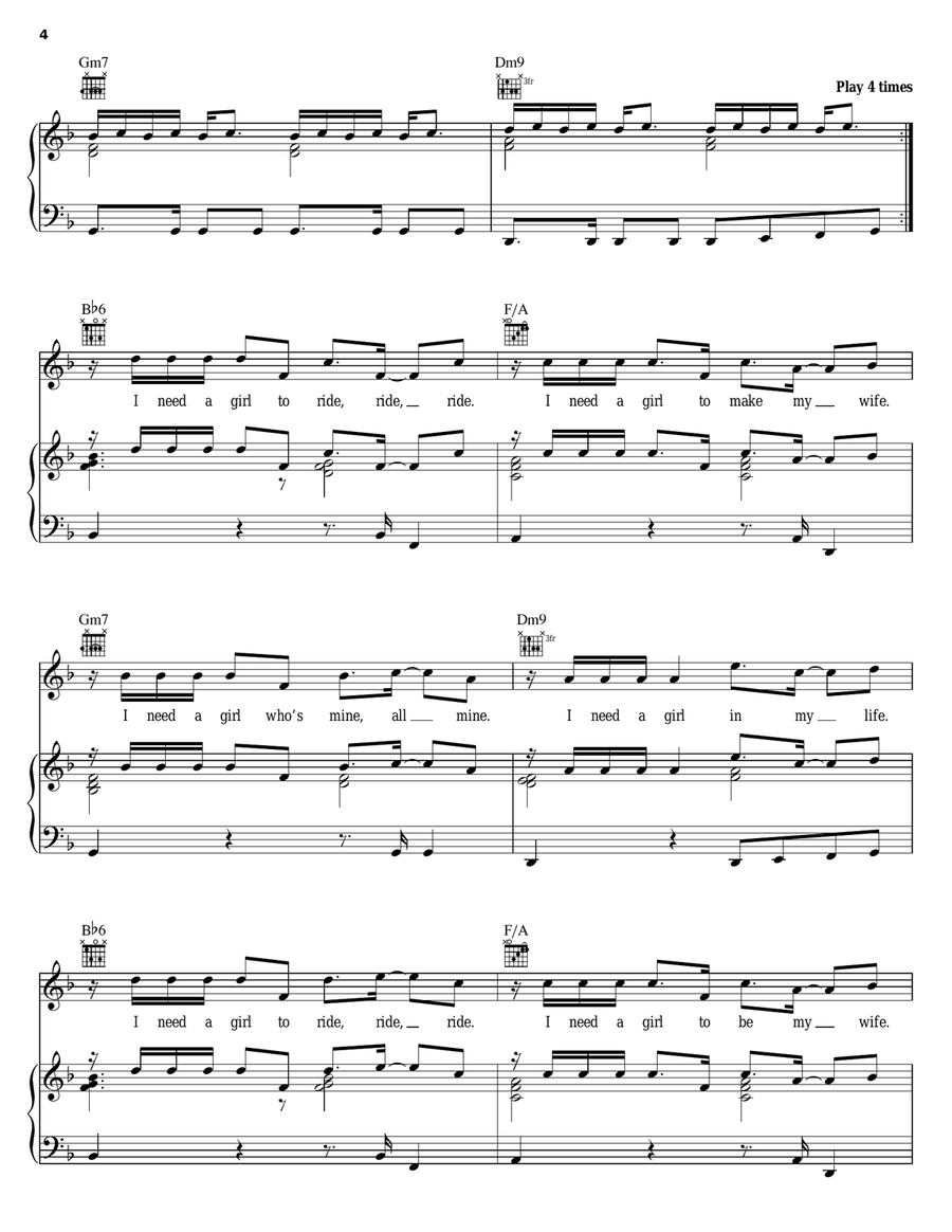 I Need A Girl (Part One) Piano, Vocal, Guitar scores gallery preview page 4