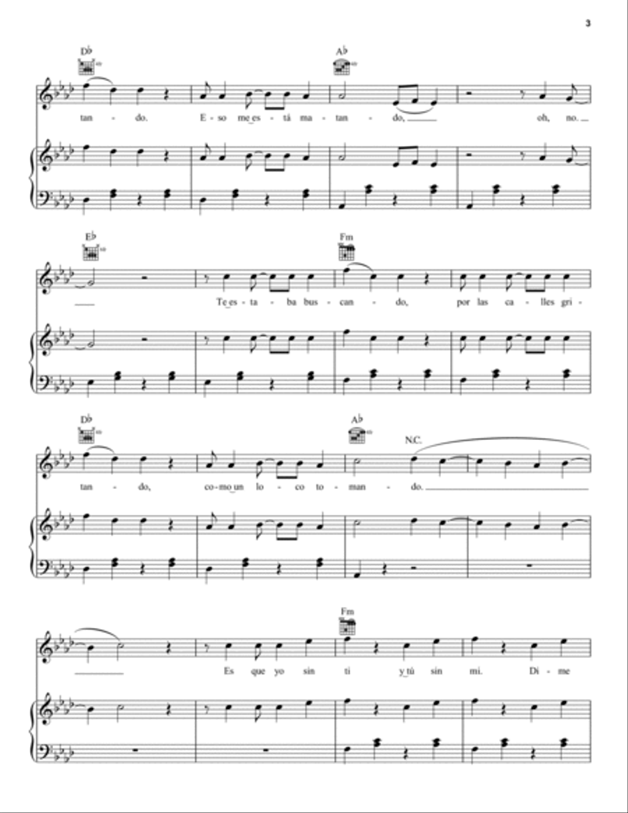 El Perdon (Feat. Inrique Ignlesias) Piano, Vocal, Guitar scores gallery preview page 3