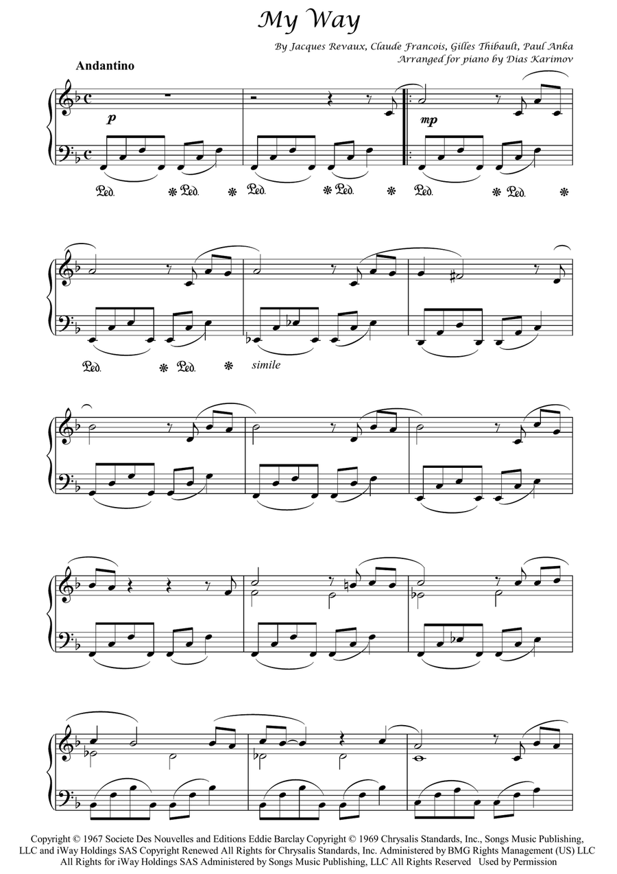 My Way Piano Solo scores gallery preview page 1