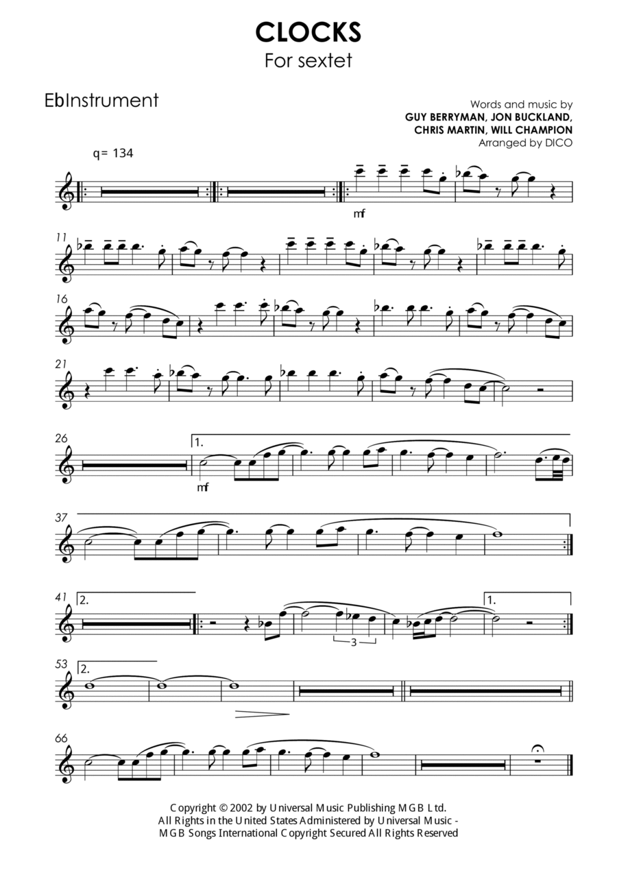 Clocks E-Flat Instrument scores gallery preview page 1