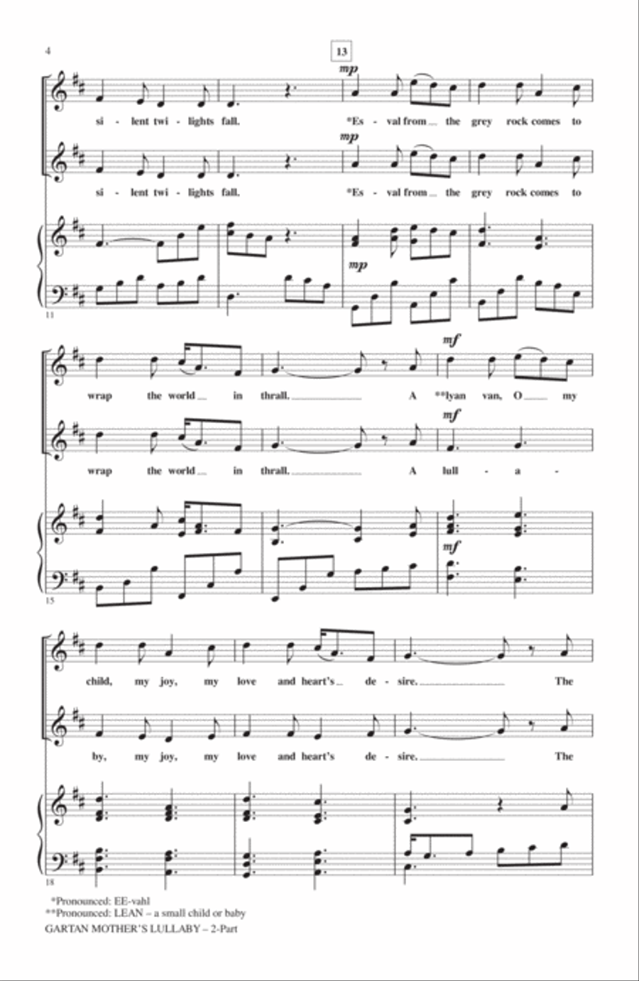 Gartan Mother's Lullaby (arr. Judith Herrington) 2-Part scores gallery preview page 2