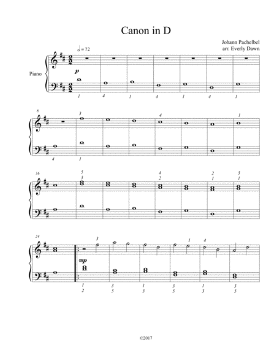 Canon in D Canon in D Easy Piano scores gallery preview page 1