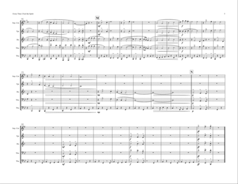 Every Time I Feel The Spirit (brass quintet) Brass Quintet scores gallery preview page 5