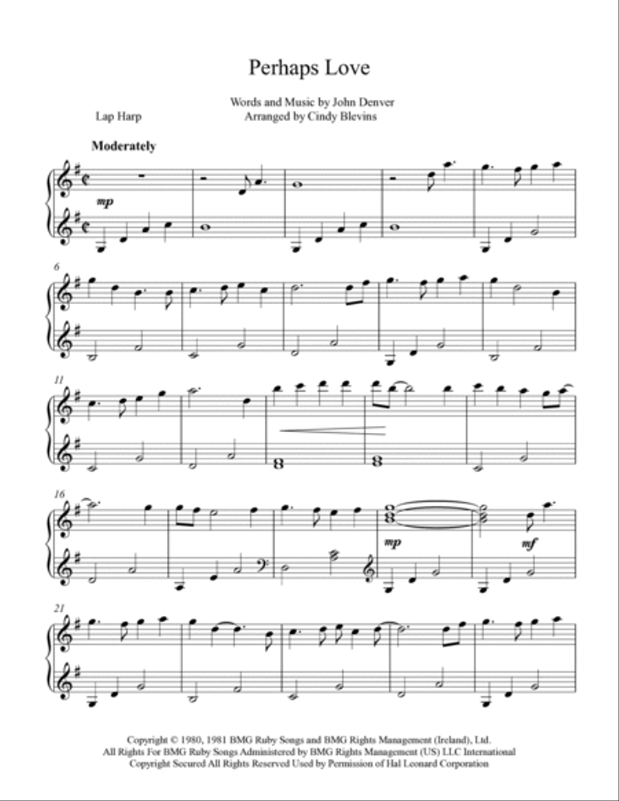 Perhaps Love Lap Harp scores gallery preview page 2