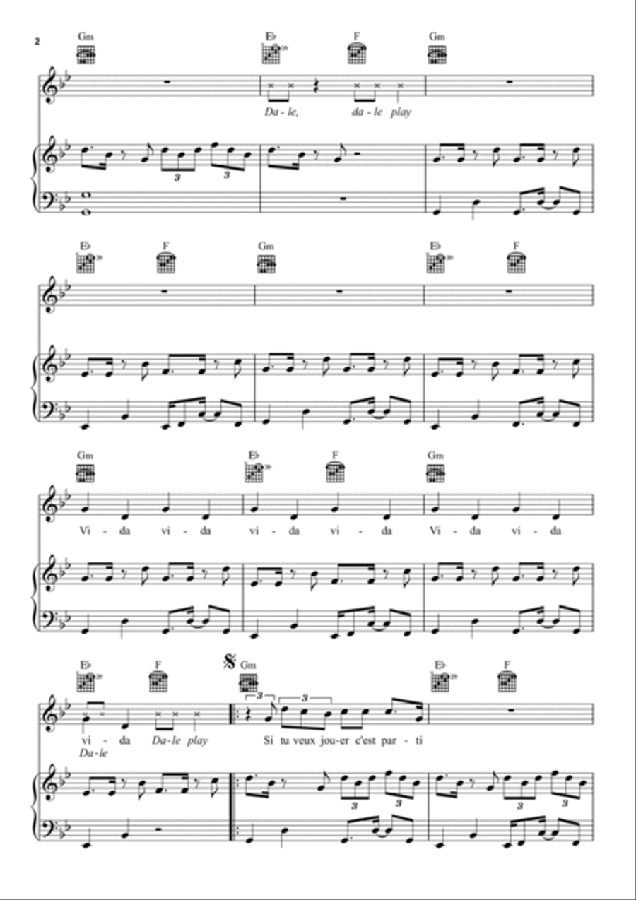 Dale Play Remix Dale Play Remix Piano, Vocal, Guitar scores gallery preview page 2