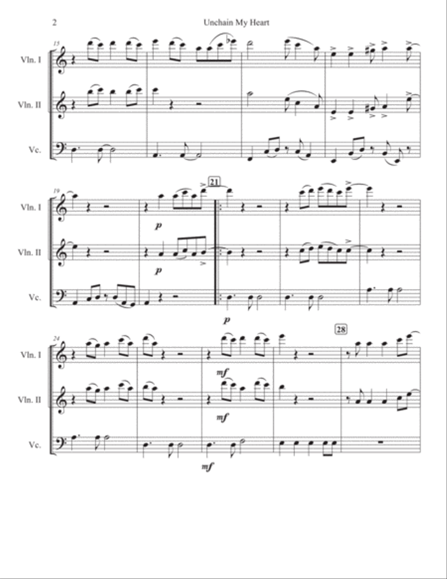 Unchain My Heart String Trio scores gallery preview page 2