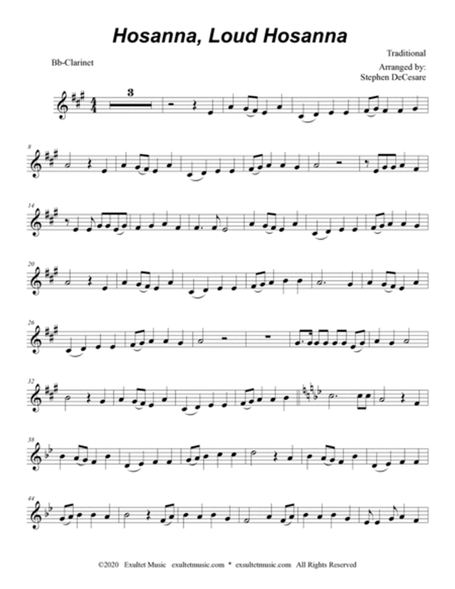 Hosanna, Loud Hosanna (Duet for Flute and Bb-Clarinet - Organ accompaniment) image number null
