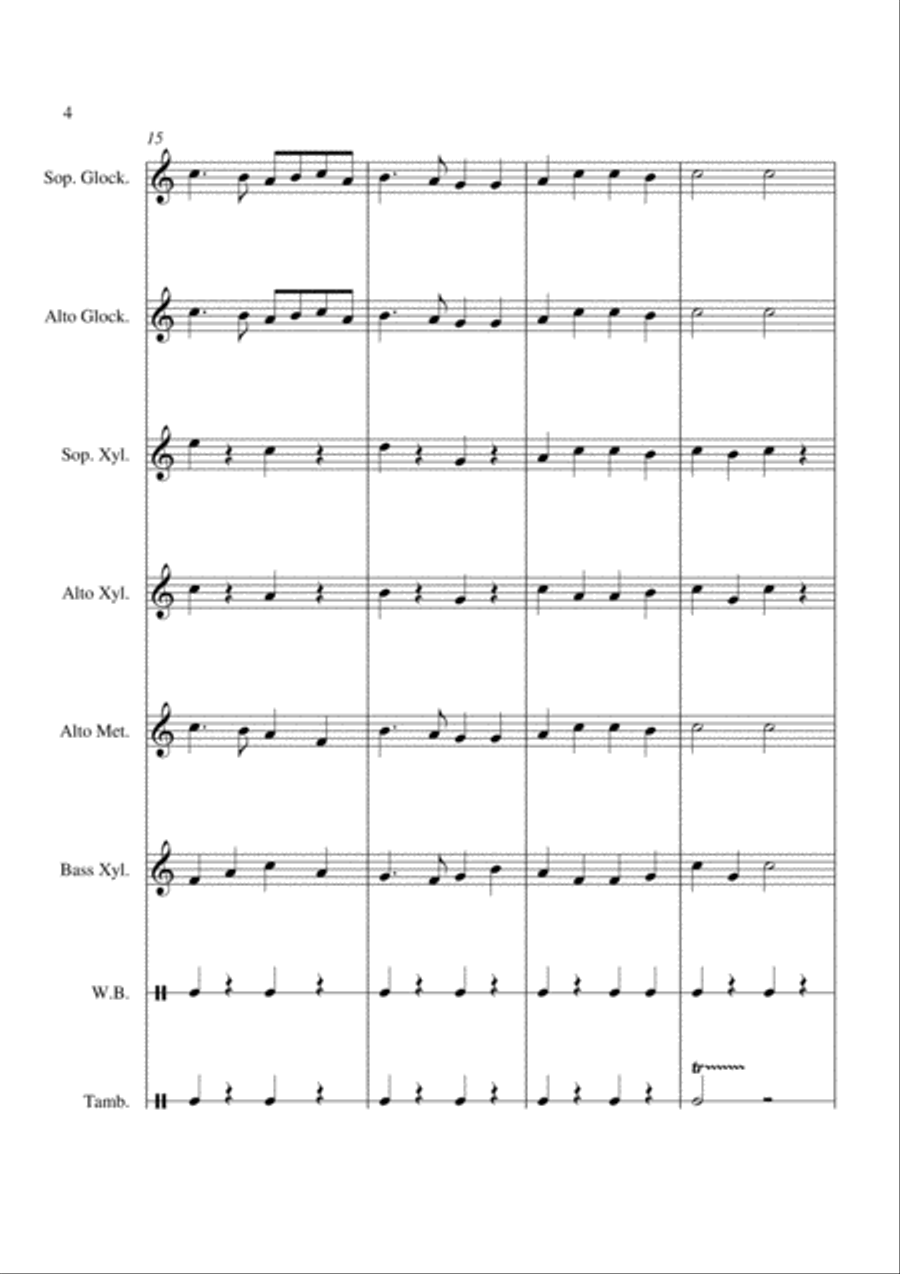Ding Dong Merrily On High - For Orff Ensemble Percussion Ensemble scores gallery preview page 4