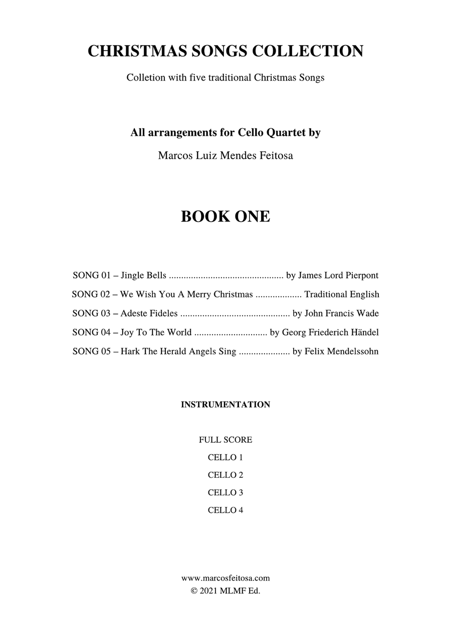 Christmas Song Collection (for Cello Quartet) - BOOK ONE String Quartet scores gallery preview page 2