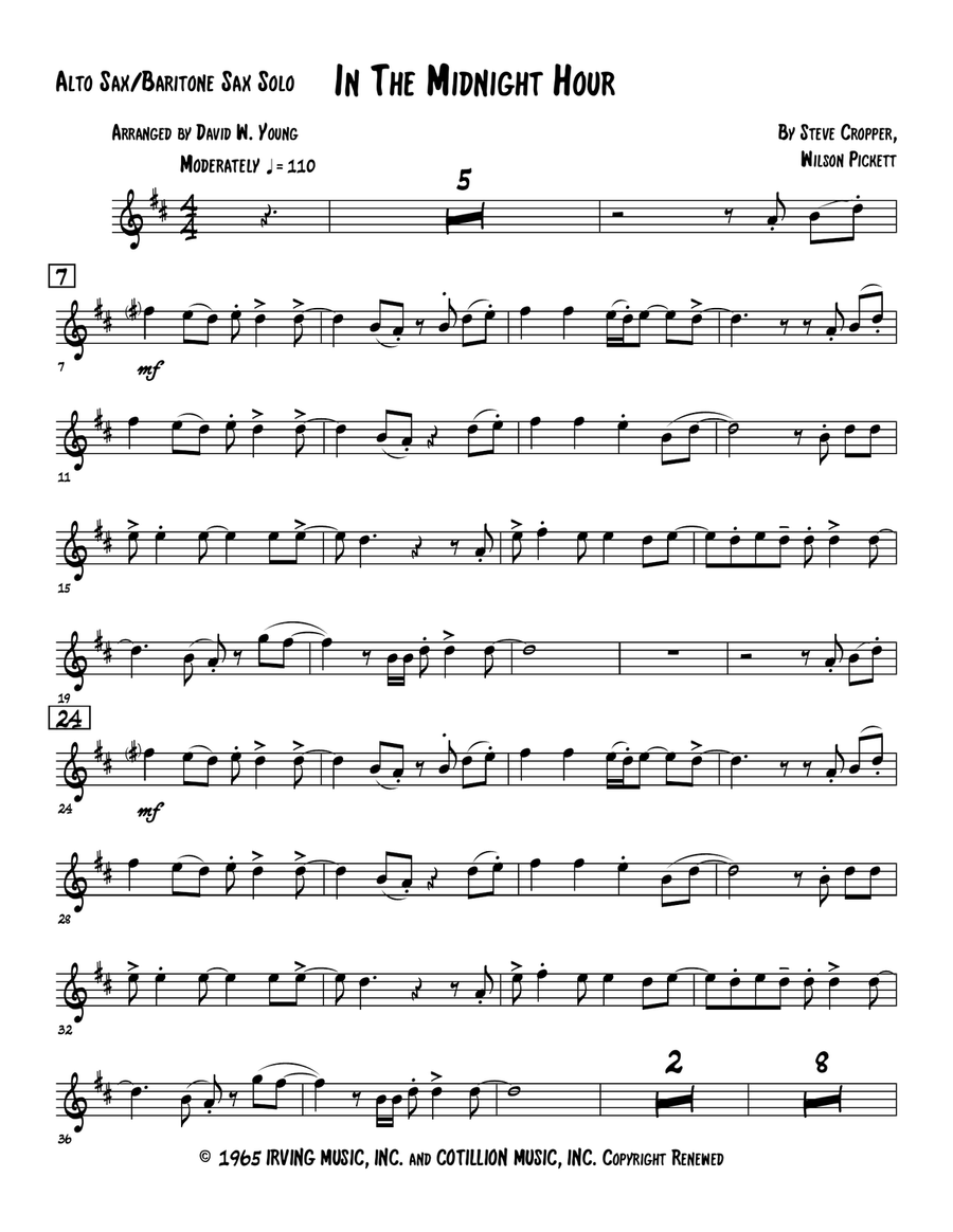 In The Midnight Hour Alto Saxophone scores gallery preview page 1