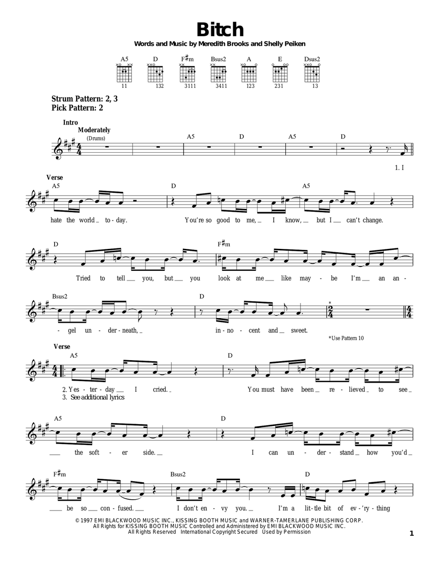 Bitch Bitch Acoustic Guitar scores gallery preview page 1