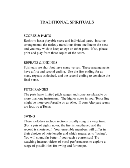 Six Spirituals for Recorder Trios image number null
