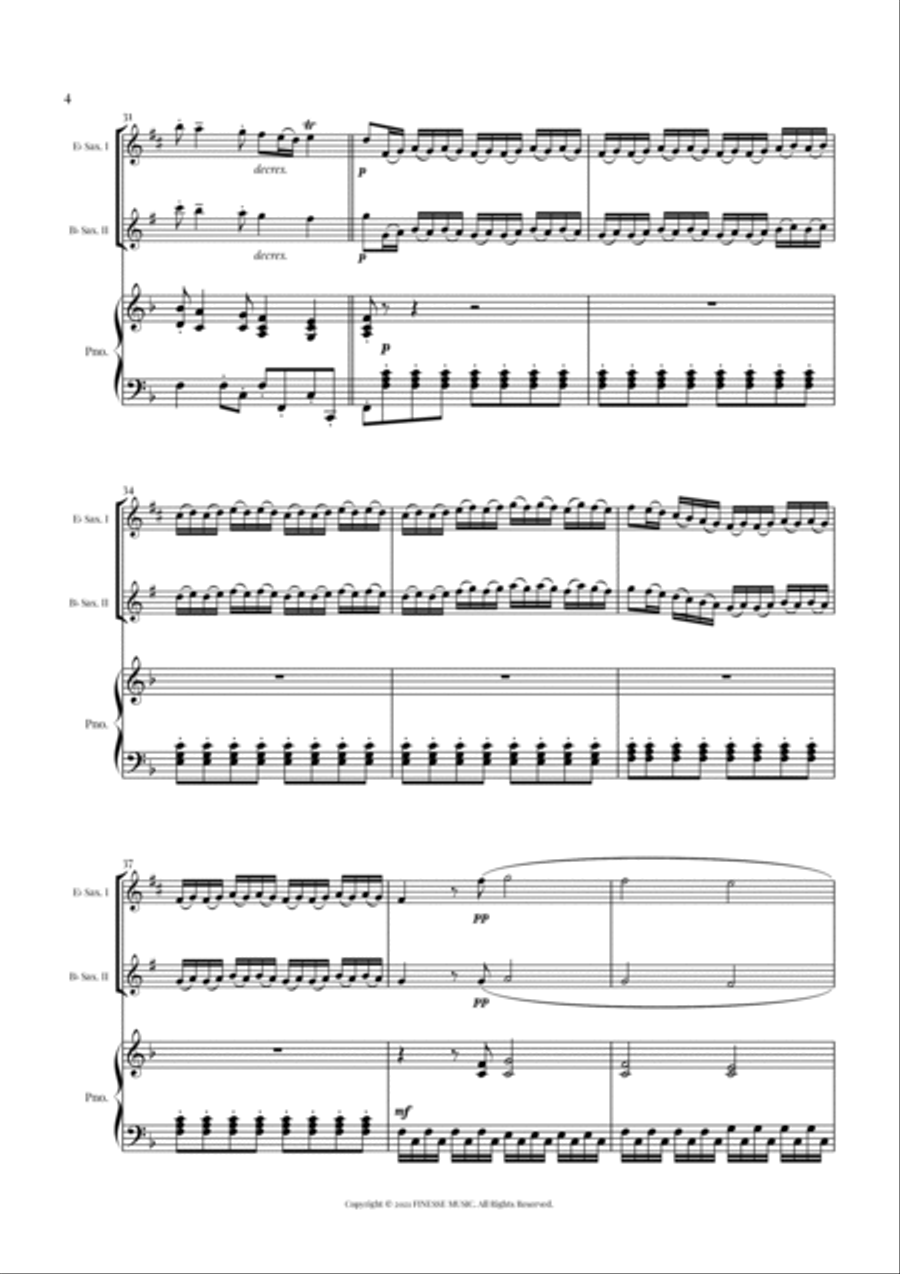 TRIO - Four Seasons Spring (Allegro) for Eb SAX, Bb SAX and PIANO - F Major Small Ensemble scores gallery preview page 6