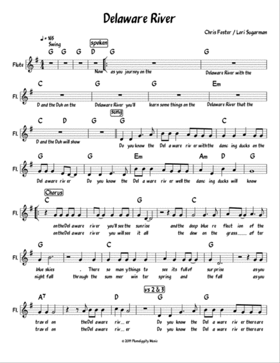 Delaware River- Lead Sheet Piano, Vocal, Guitar scores gallery preview page 1
