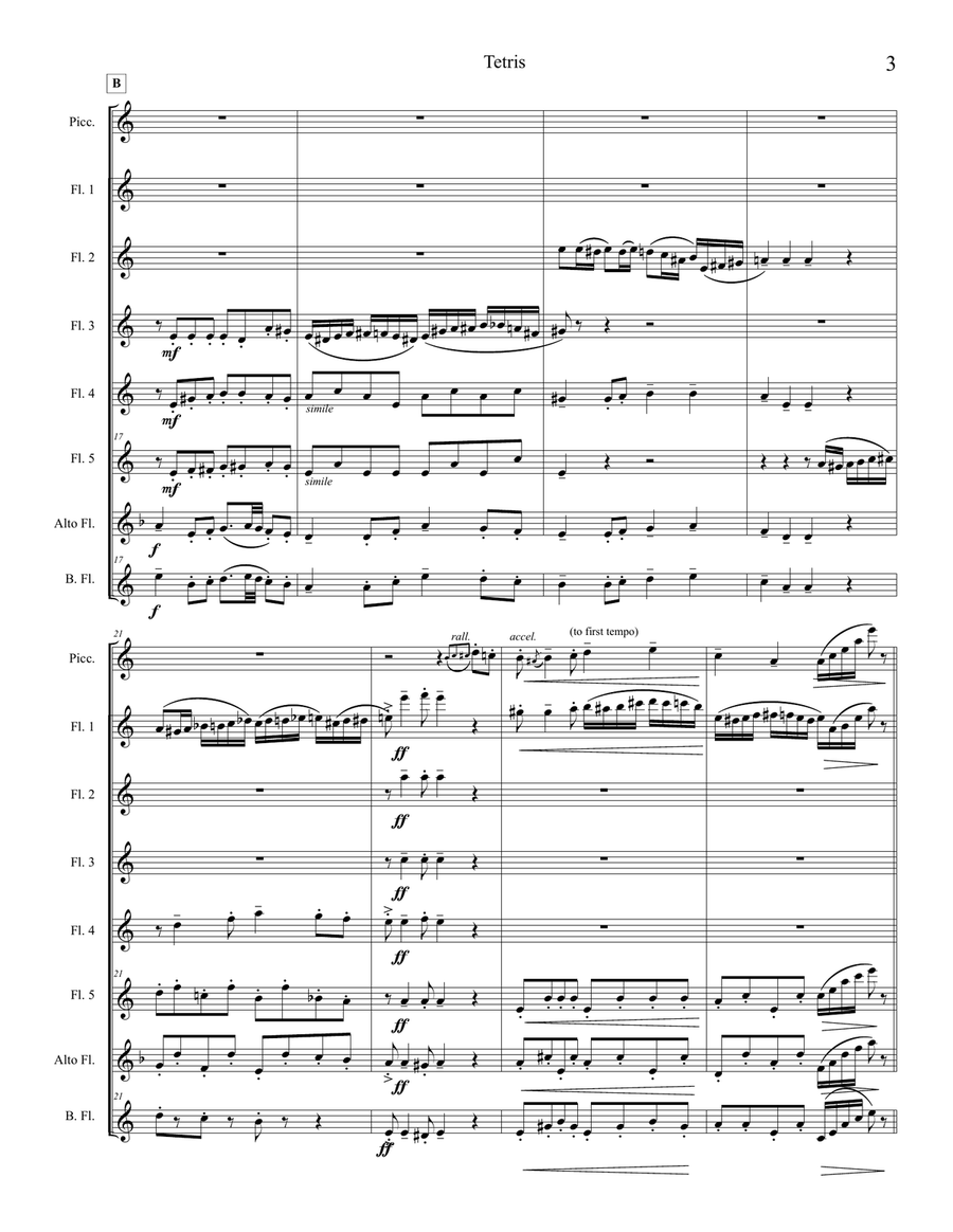 Tetris Theme for Advanced Flute Choir Flute Choir scores gallery preview page 4