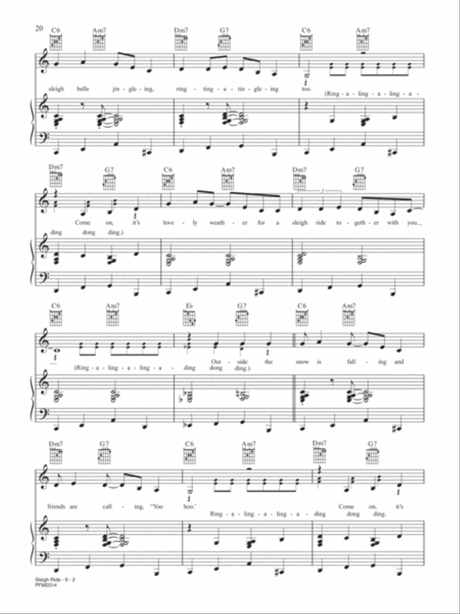 Sleigh Ride (W/ Lyrics) Piano, Vocal, Guitar scores gallery preview page 2