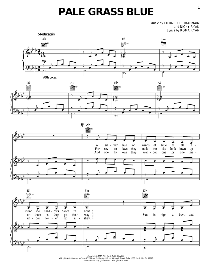 Pale Grass Blue Pale Grass Blue Piano, Vocal, Guitar scores gallery preview page 1