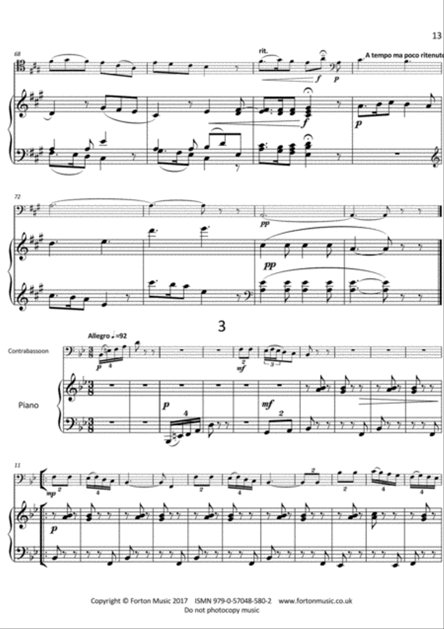 Sonata for Contrabassoon and Piano Bassoon Solo scores gallery preview page 4