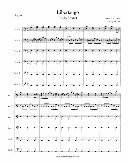 Libertango for Cello Sextet (6 Cellos)