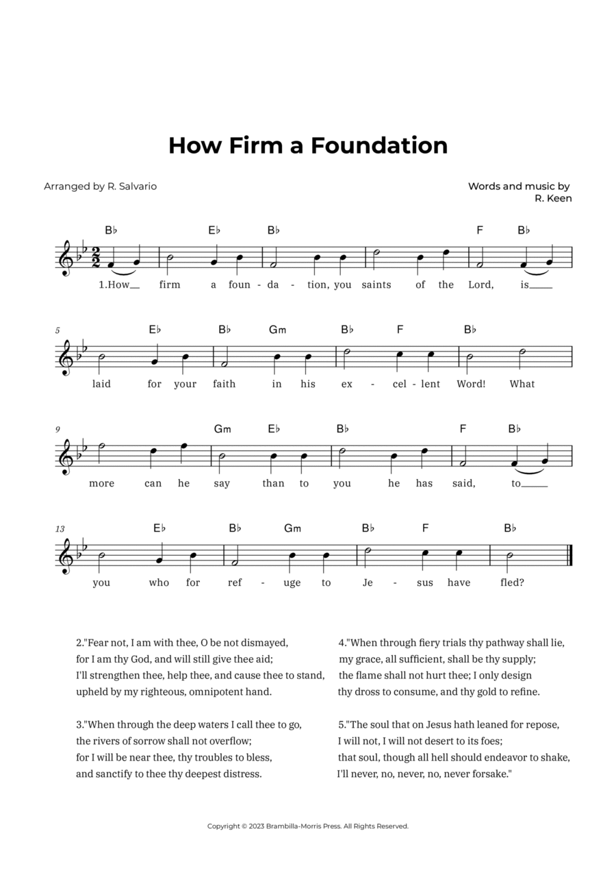 How Firm a Foundation (Key of B-Flat Major) Piano scores gallery preview page 1