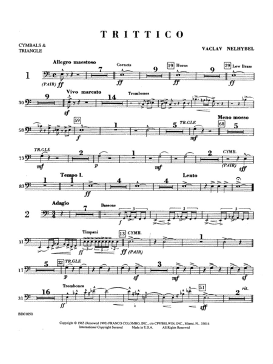 Trittico: Cymbals Concert Band scores gallery preview page 1