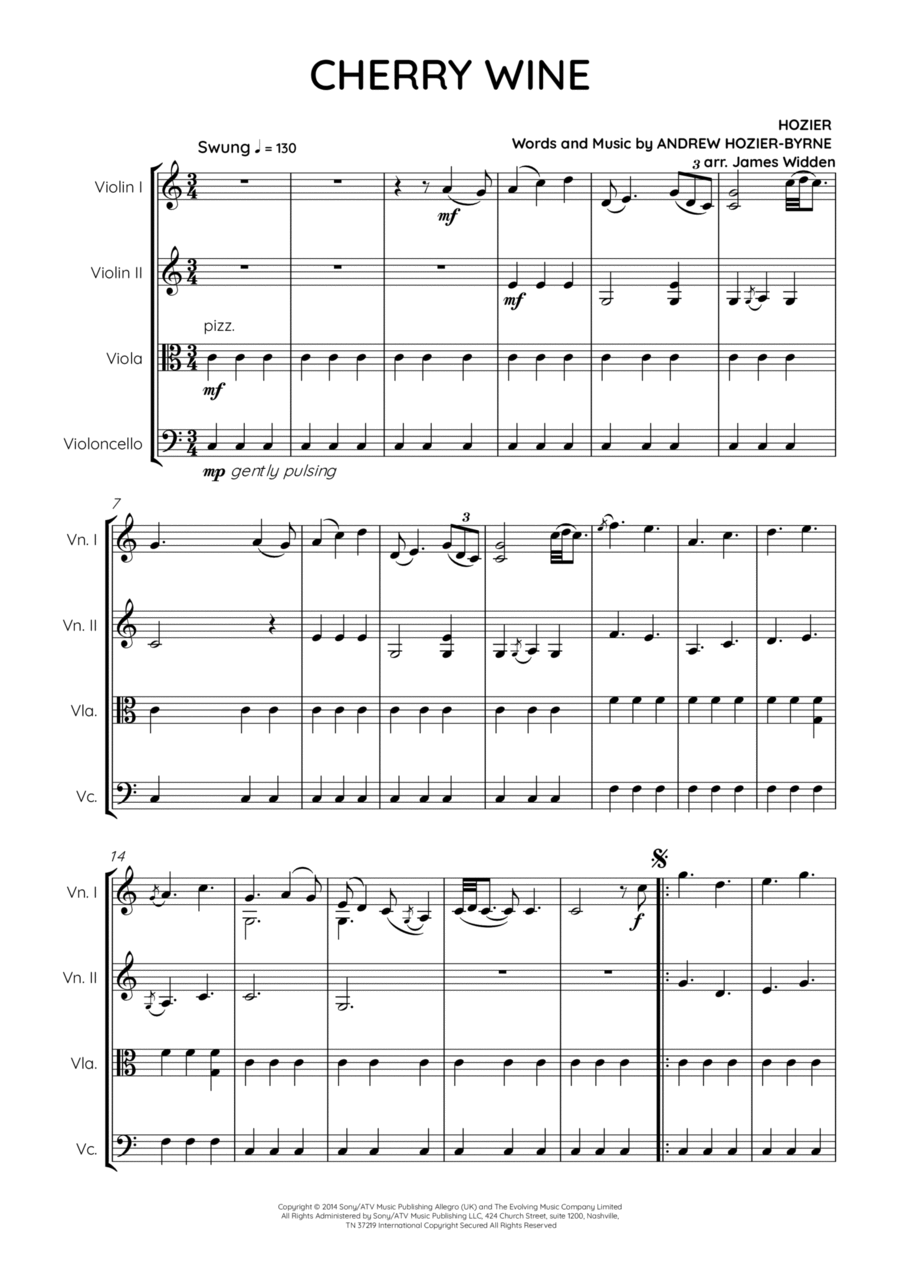 Cherry Wine String Quartet scores gallery preview page 1
