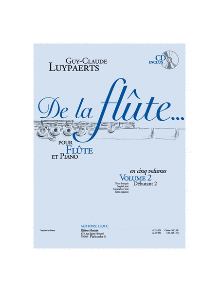De La Flute Vol.2 (flute & Piano) Avec Cd Al29328