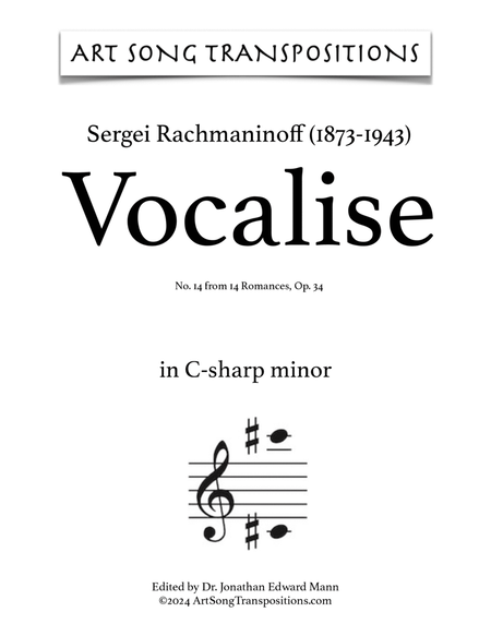 RACHMANINOFF: Vocalise, Op. 34 no. 14 (transposed to C-sharp minor)