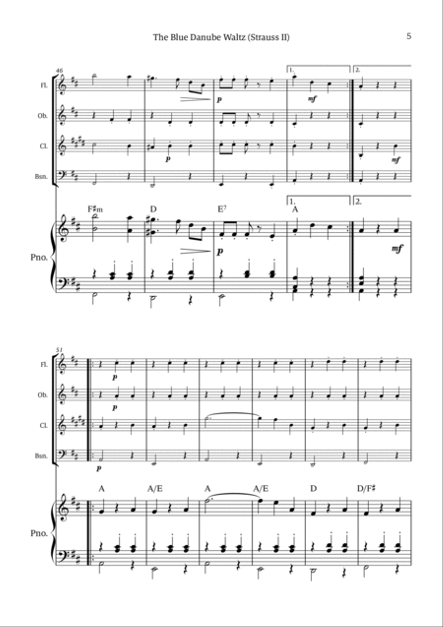 The Blue Danube Waltz Chamber Music scores gallery preview page 5