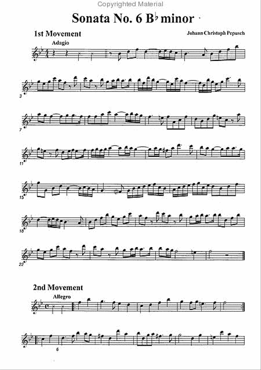 Sonata No. 6 in B-flat Major Alto Recorder scores gallery preview page 2