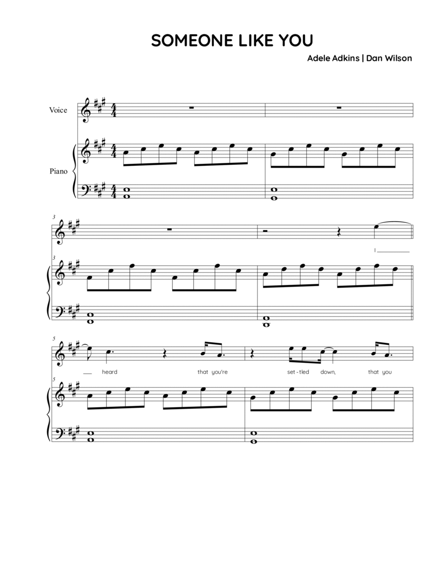 Someone Like You Easy Piano scores gallery preview page 1